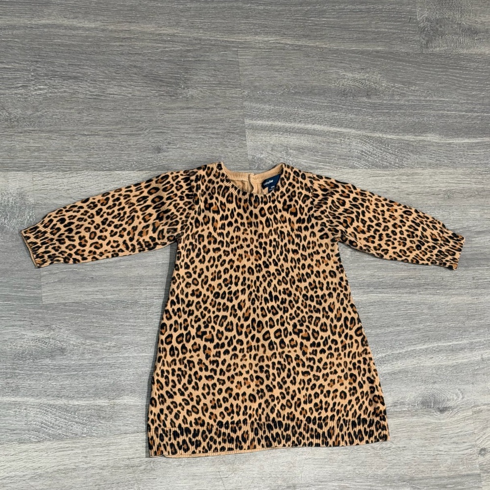GAP Baby Leopard Print Sweater Dress 100% Cotton Size 12-18 Months